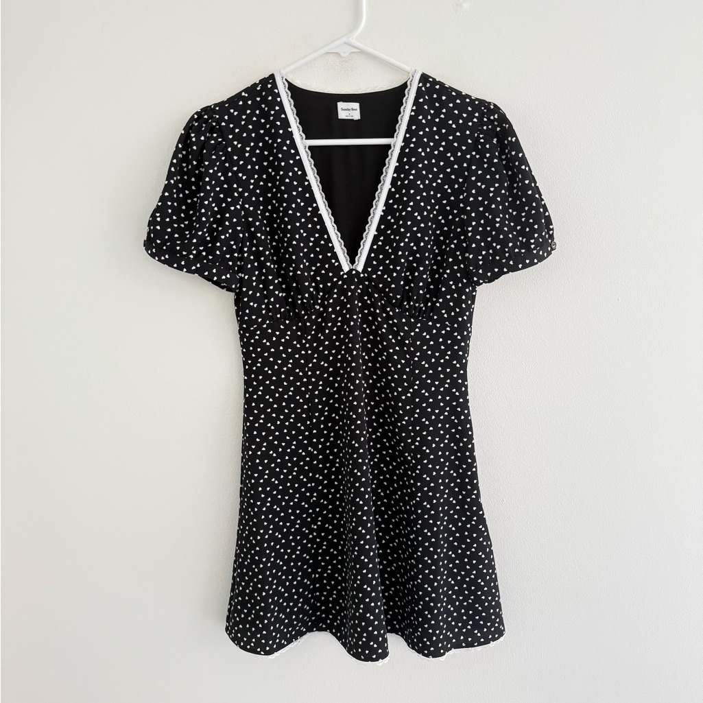 Sunday Best Mille Black Heart Printed Mini A Line Dress 4
